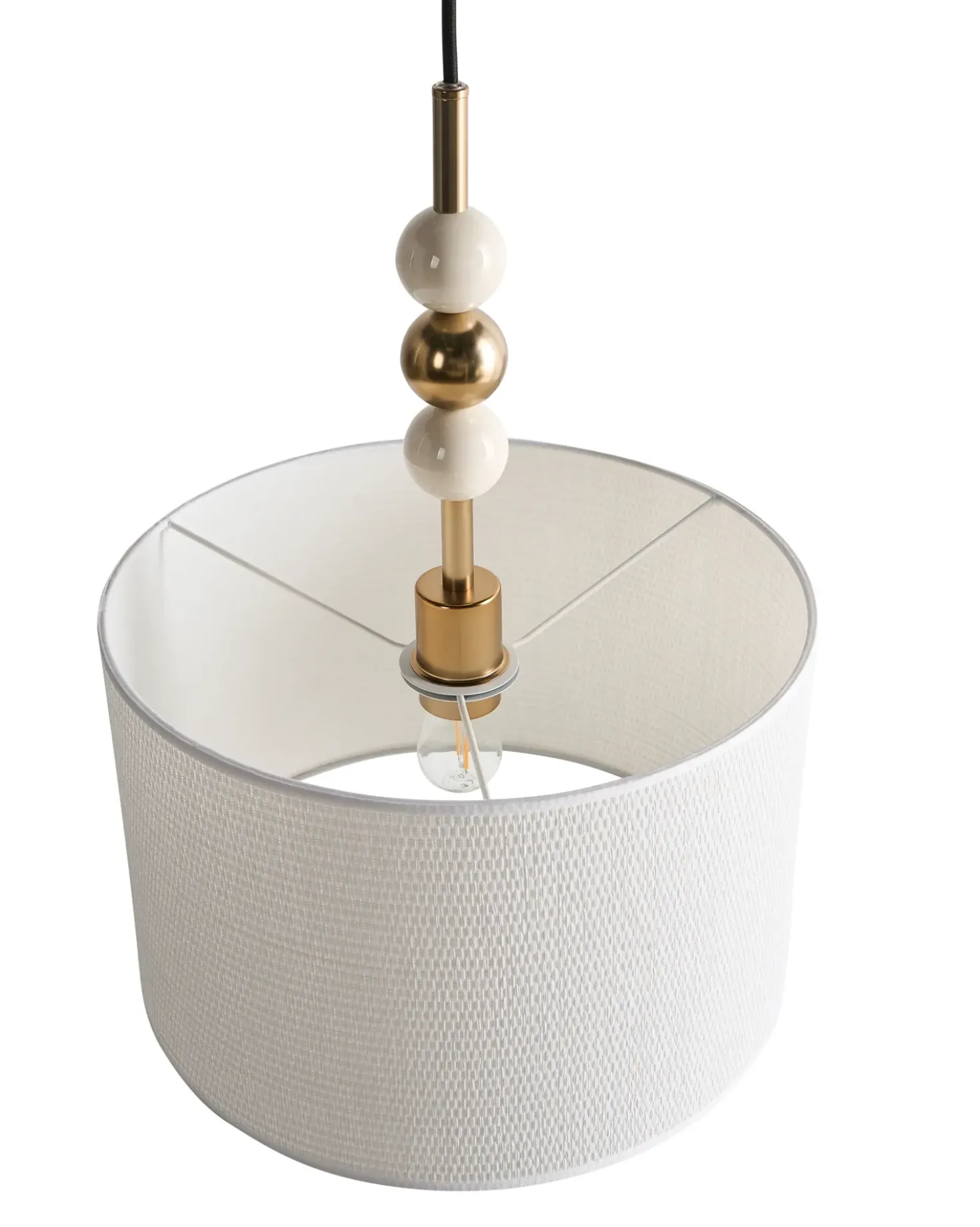 Lampadario LOKY Metallo Ottone/Beige