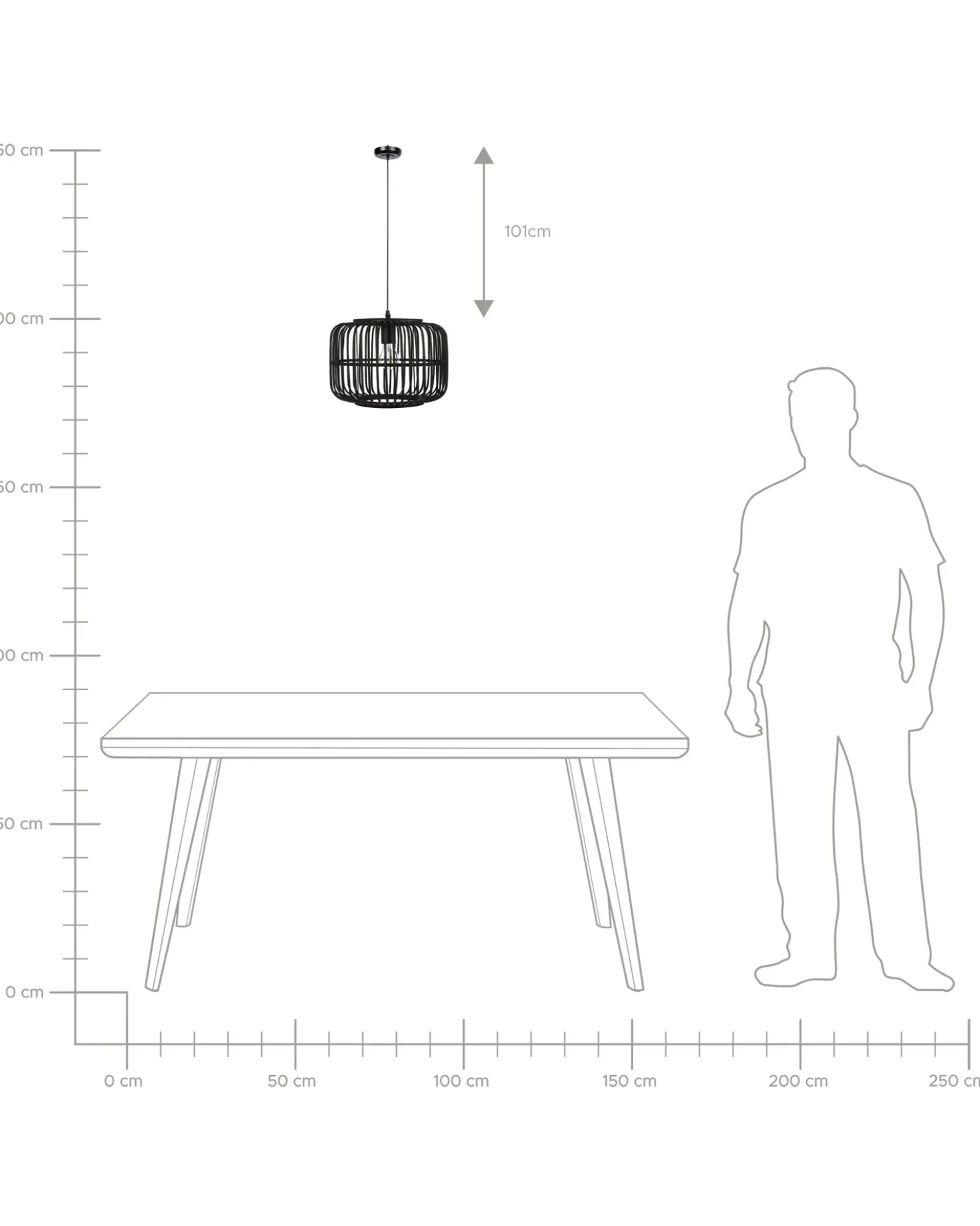 Lampadario MACHEKE Bambù Nero