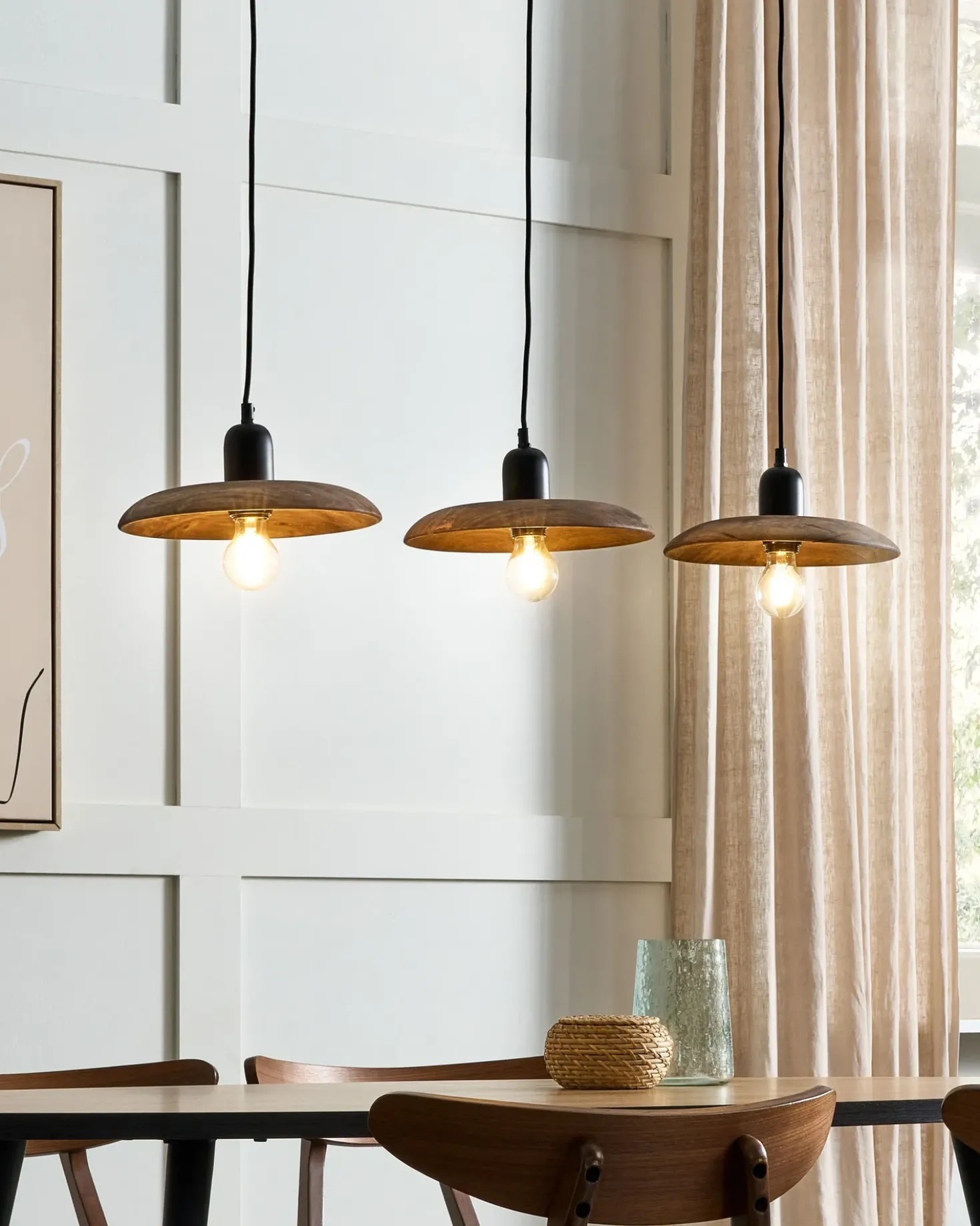 Lampadario MANJEERA Legno di mango Marrone scuro