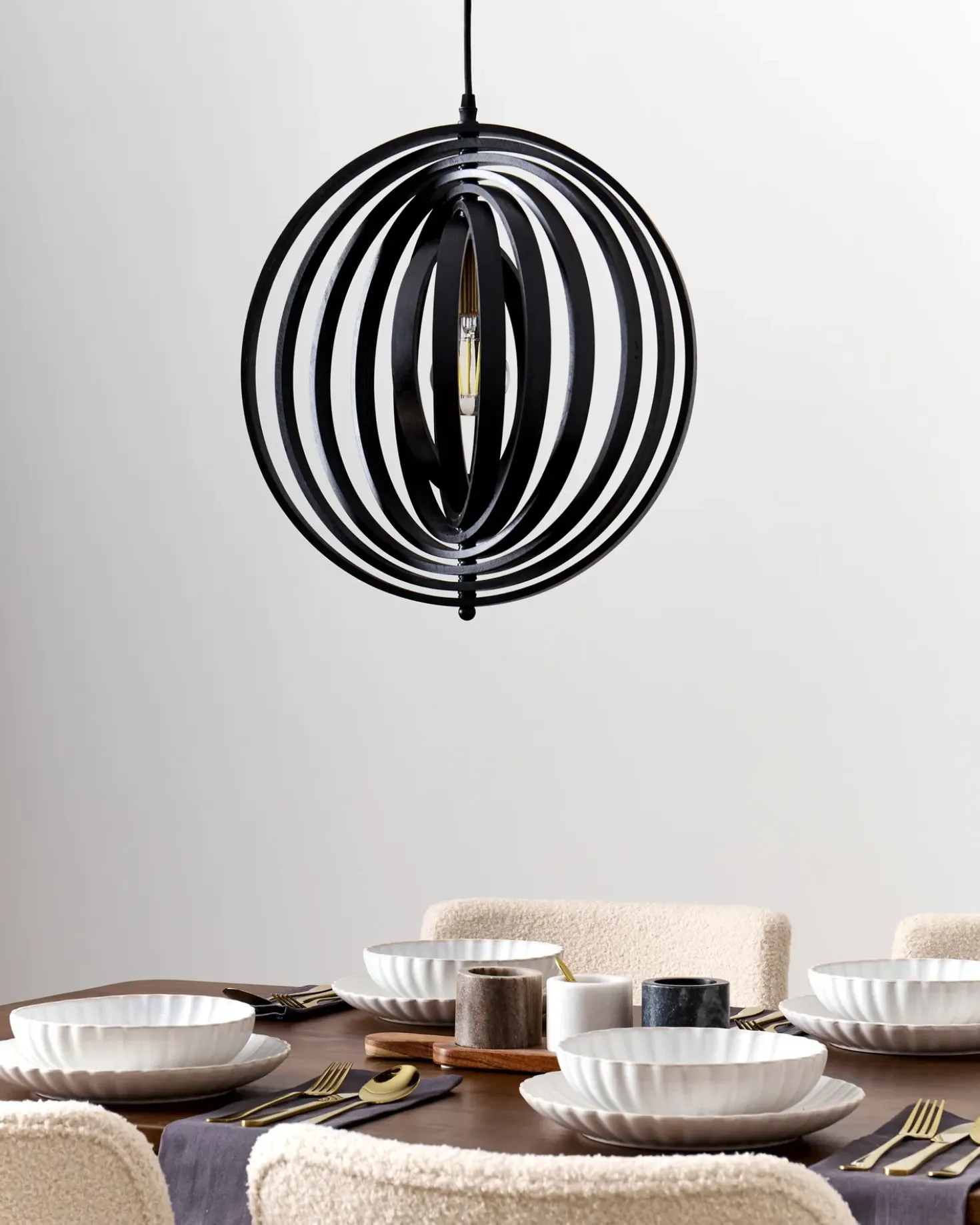 Lampadario MURRELL Legno di pioppo Nero