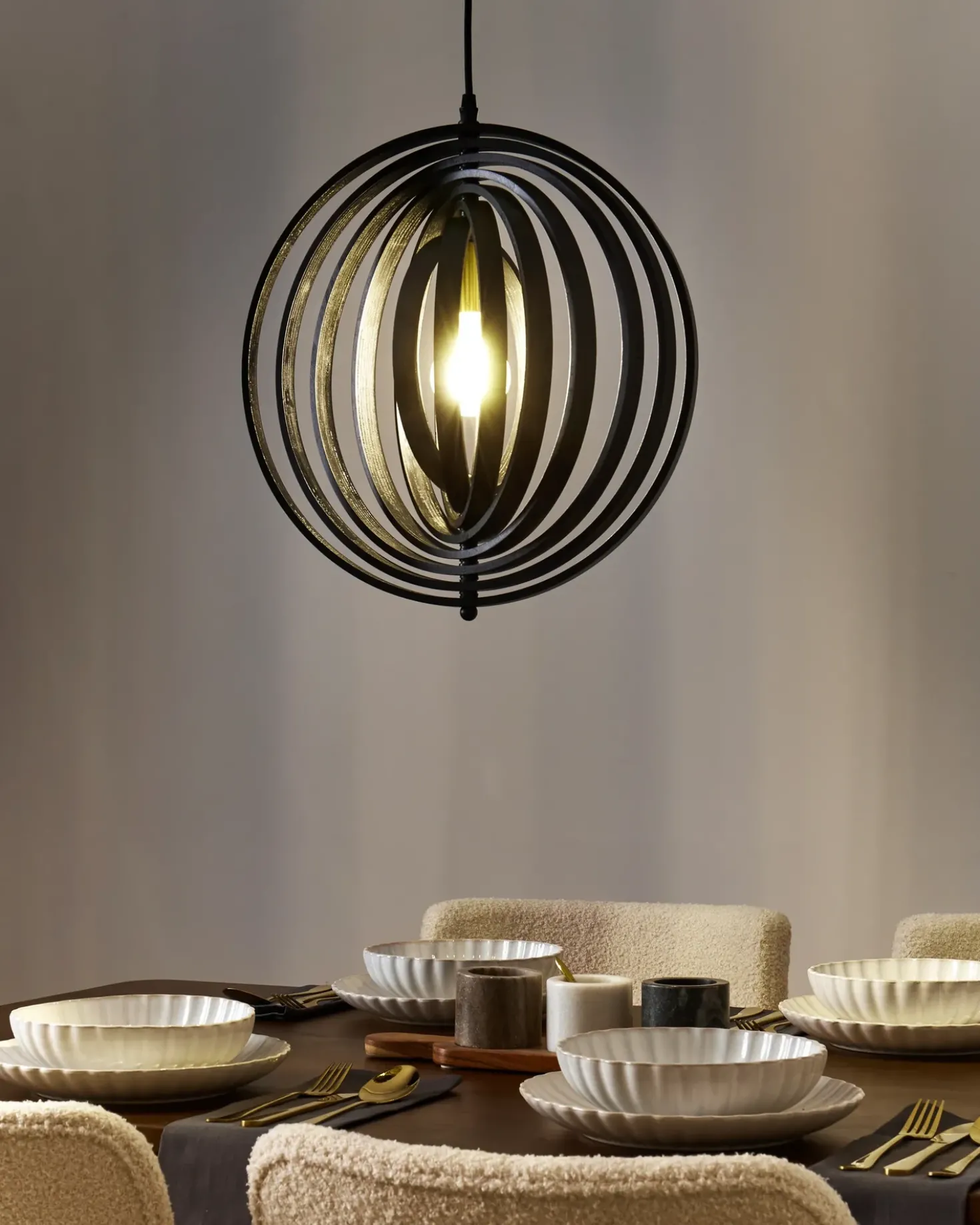 Lampadario MURRELL Legno di pioppo Nero