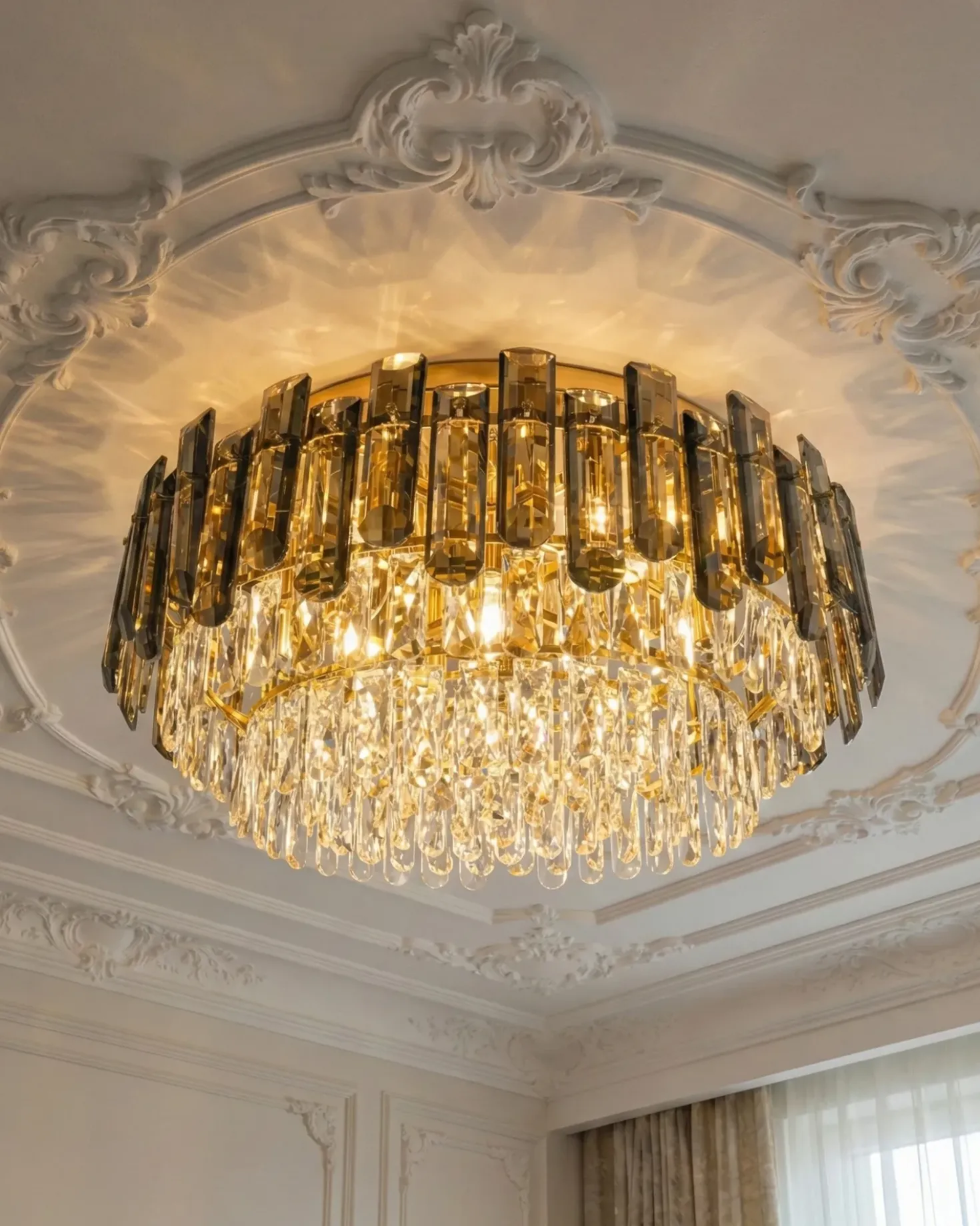 Lampadario NERI Cristallo Argento