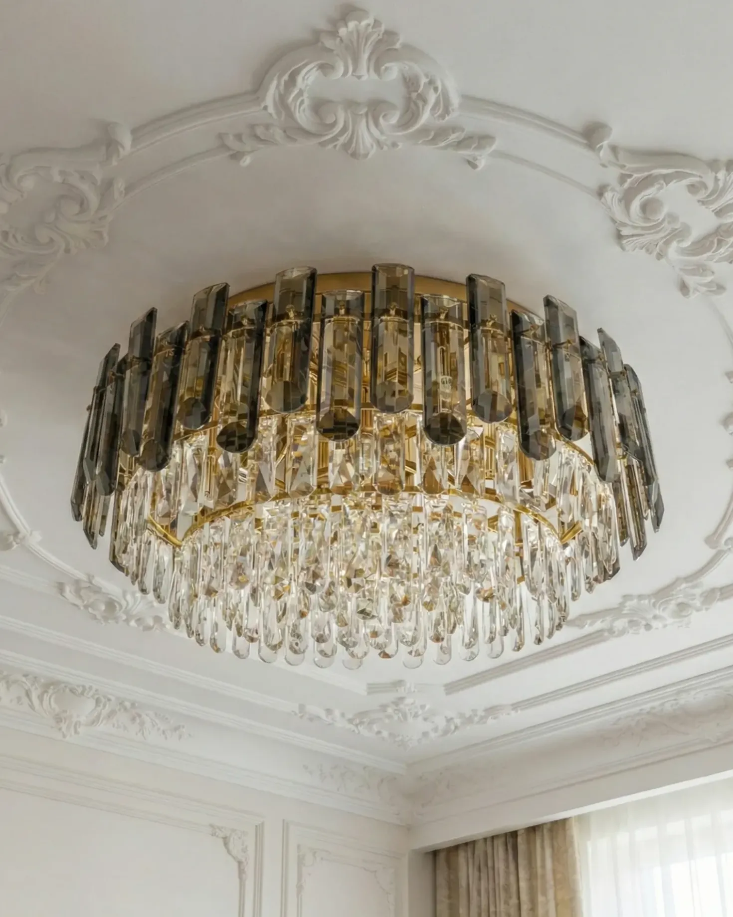 Lampadario NERI Cristallo Argento