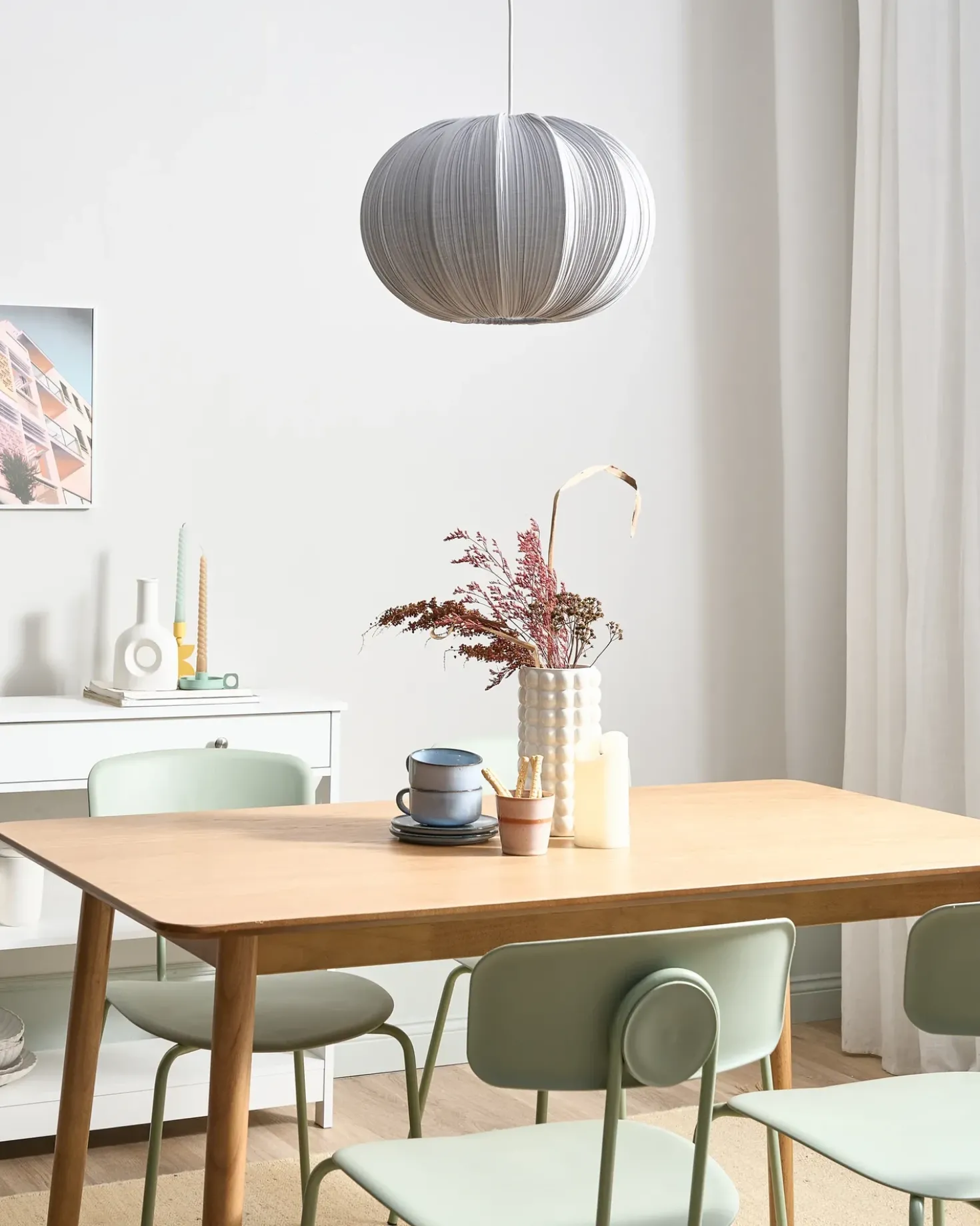 Lampadario OKER Tessuto Grigio