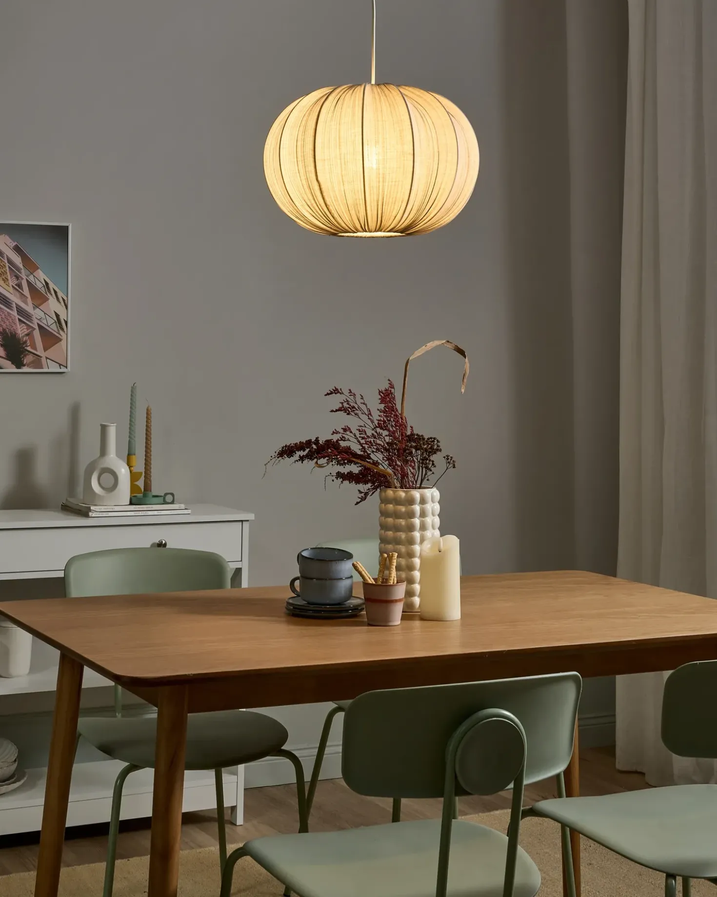 Lampadario OKER Tessuto Grigio