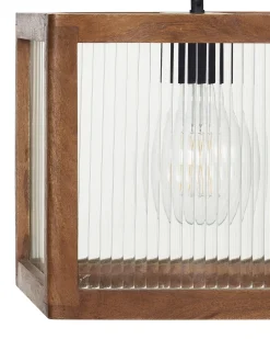 Lampadario PENNA Legno di mango Marrone