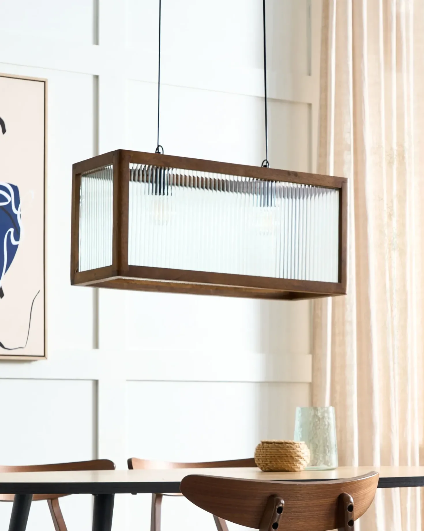 Lampadario PENNA Legno di mango Marrone