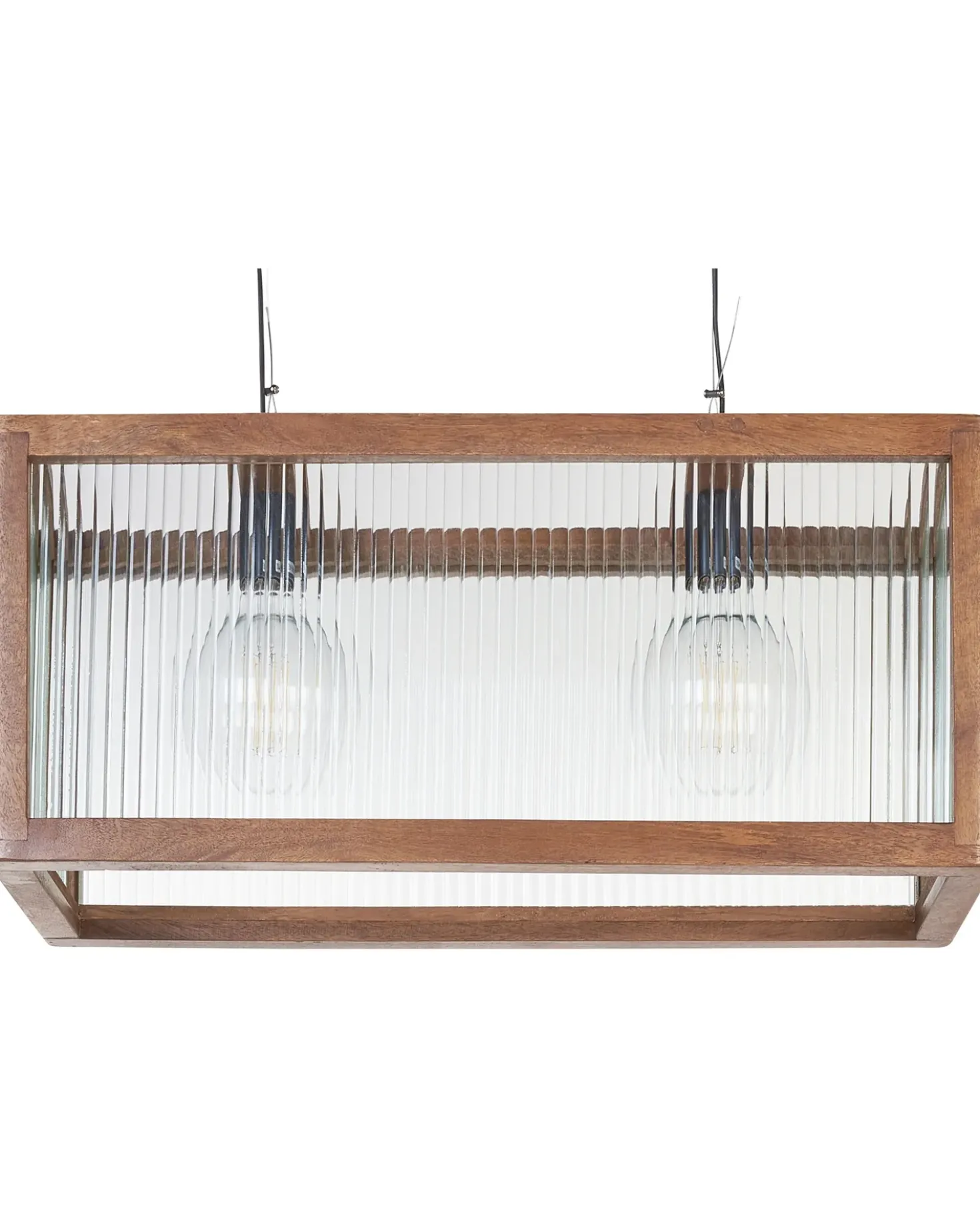 Lampadario PENNA Legno di mango Marrone