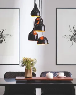Lampadario SAVIO Metallo Marrone dorato Nero