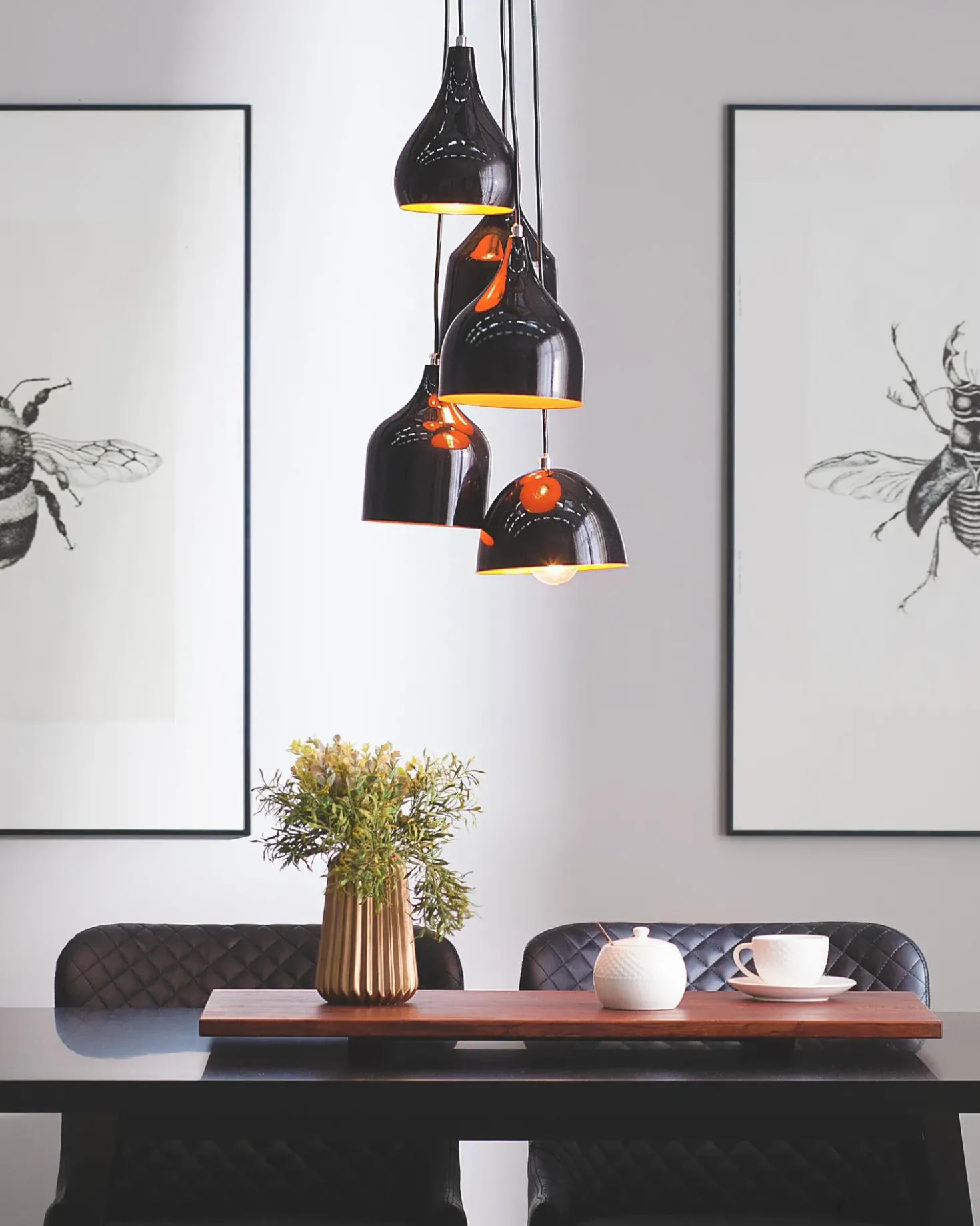 Lampadario SAVIO Metallo Marrone dorato Nero