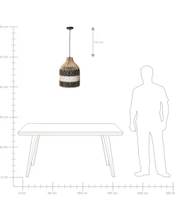 Lampadario TURABO Rattan Nero/Bianco