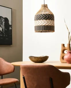 Lampadario TURABO Rattan Nero/Bianco