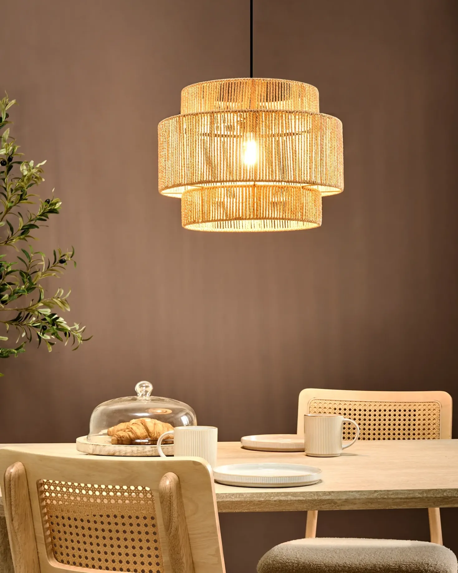 Lampadario WOKIRO Corda di carta Naturale