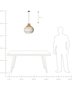 Lampadario YAUCO Rattan Bianco