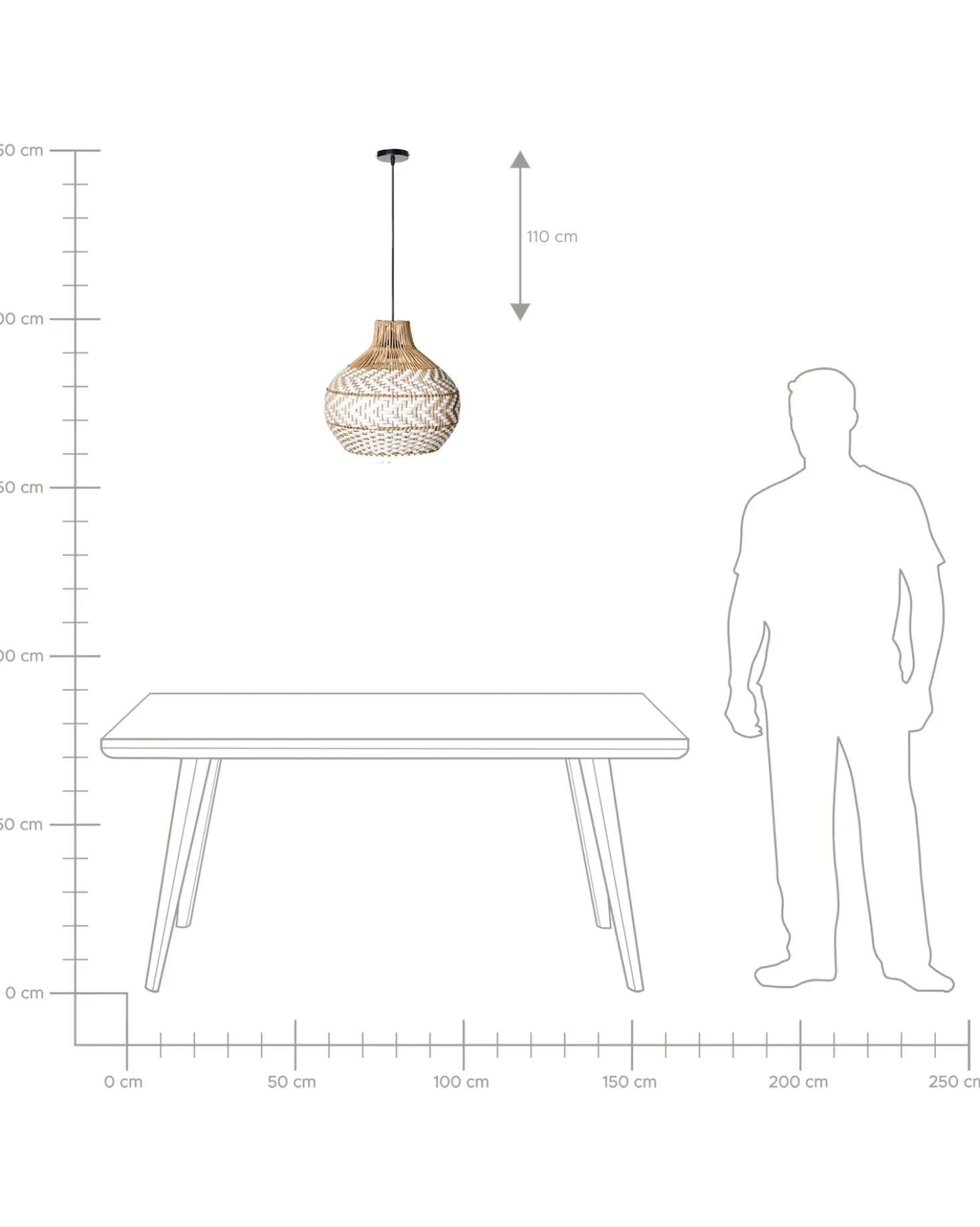 Lampadario YAUCO Rattan Bianco