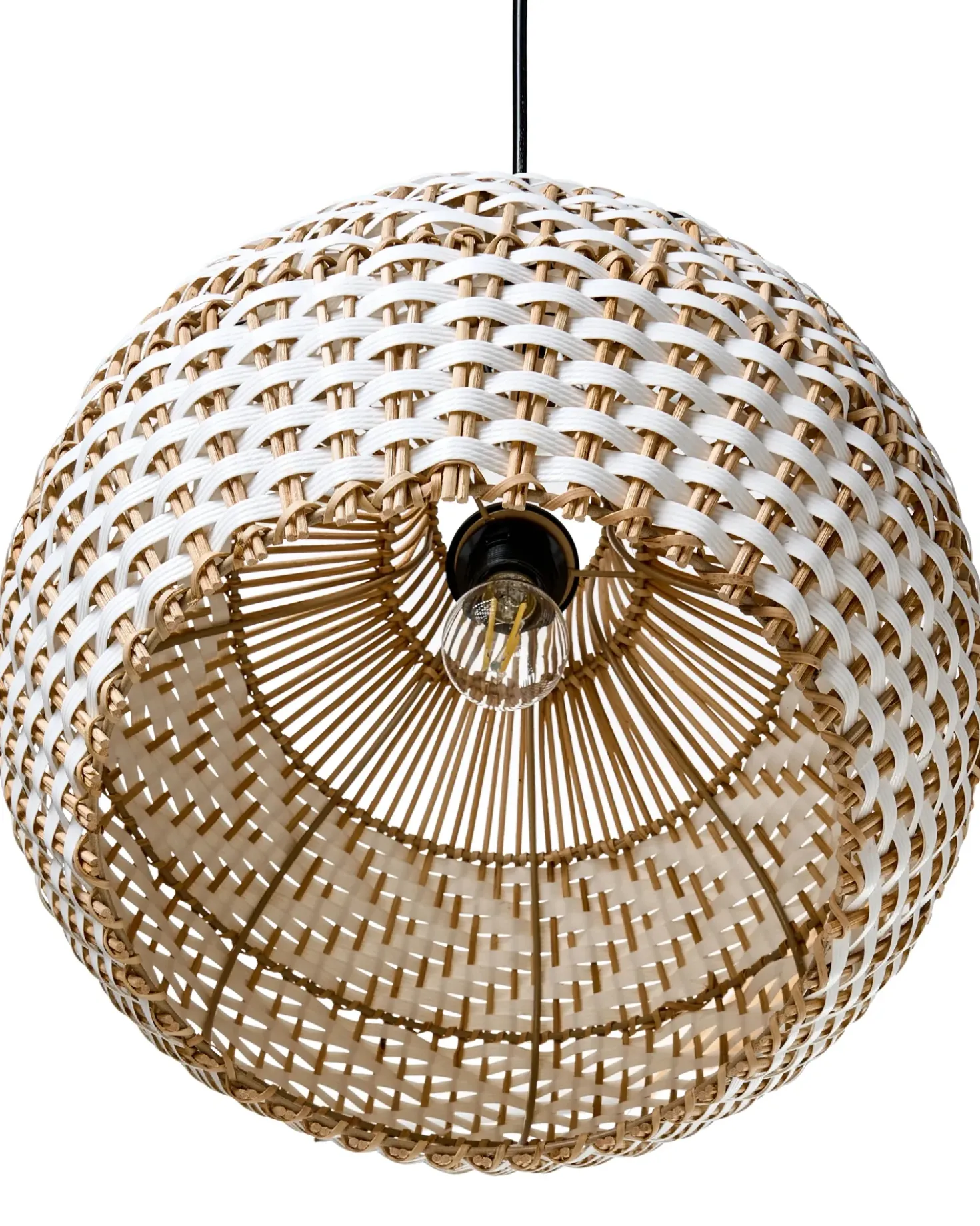 Lampadario YAUCO Rattan Bianco