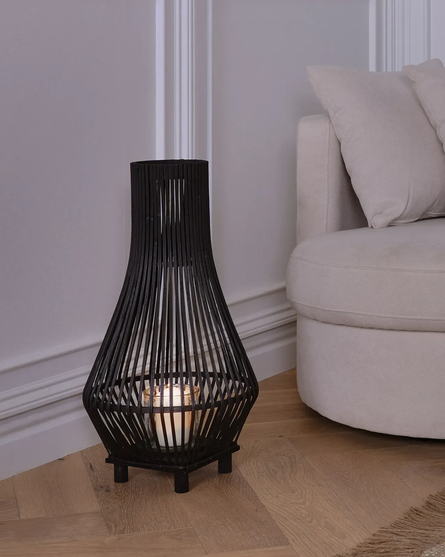 Lanterna LEYTE Bambù 58 cm Nero