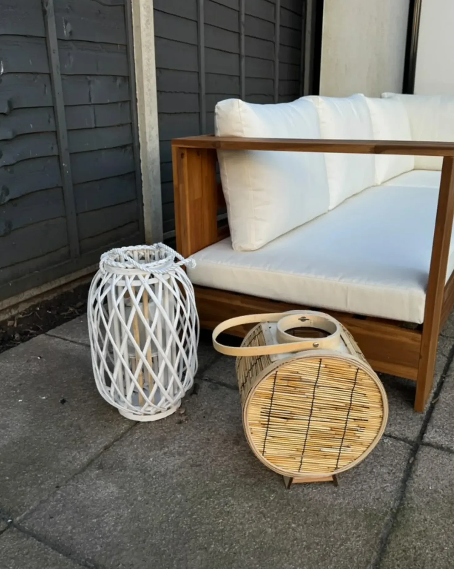 Lanterna MAURITIUS Legno di salice 40 cm Bianco