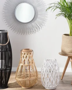 Lanterna MAURITIUS Legno di salice 40 cm Bianco