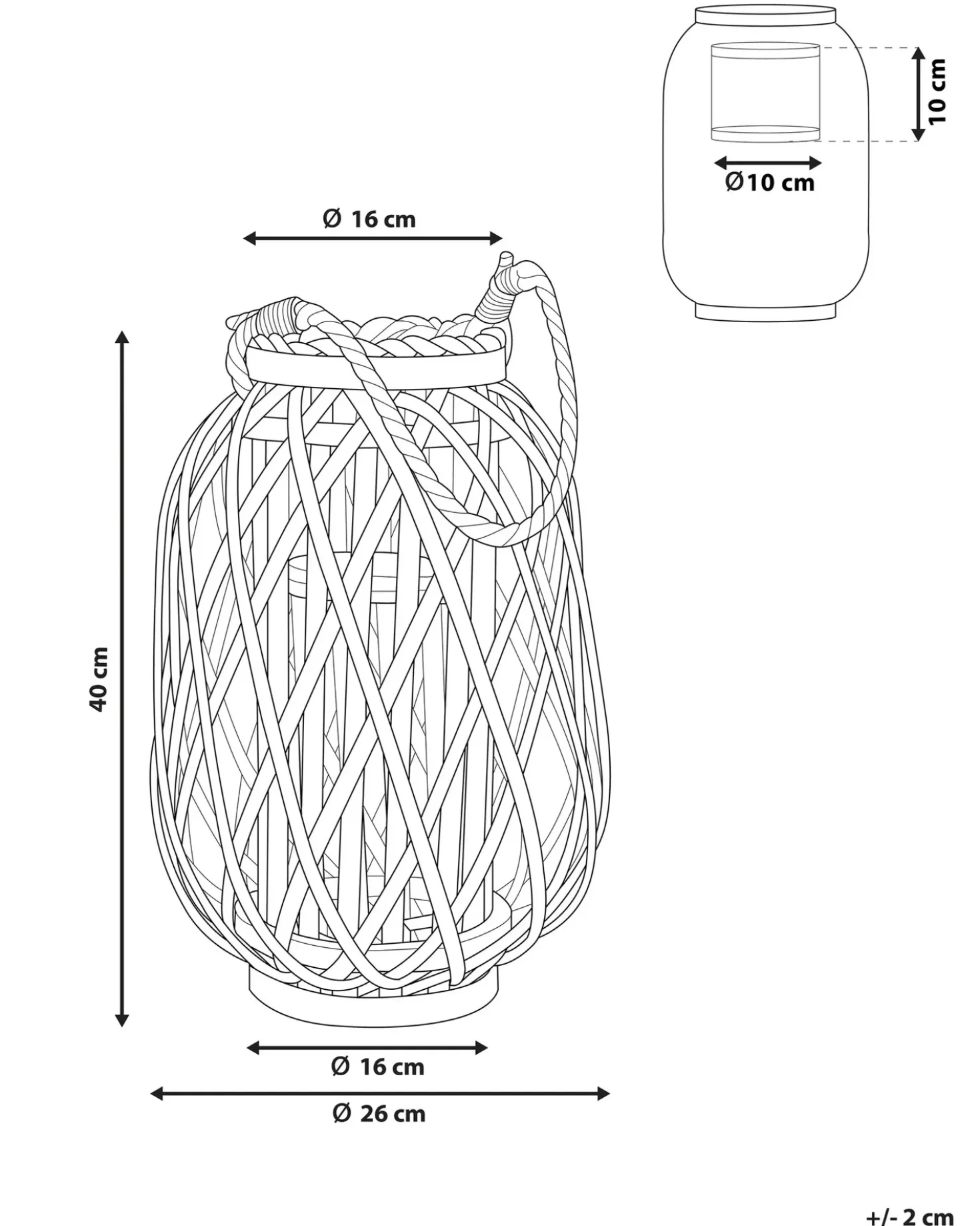 Lanterna MAURITIUS Legno di salice 40 cm Bianco