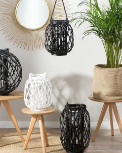 Lanterna MAURITIUS Legno di salice 40 cm Nero