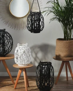 Lanterna MAURITIUS Legno di salice 30 cm Nero