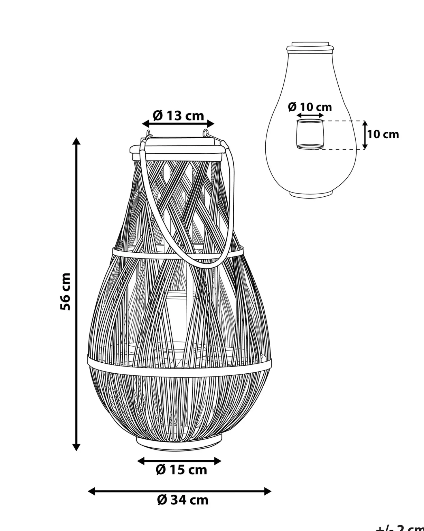 Lanterna TONGA Bambù 56 cm Nero