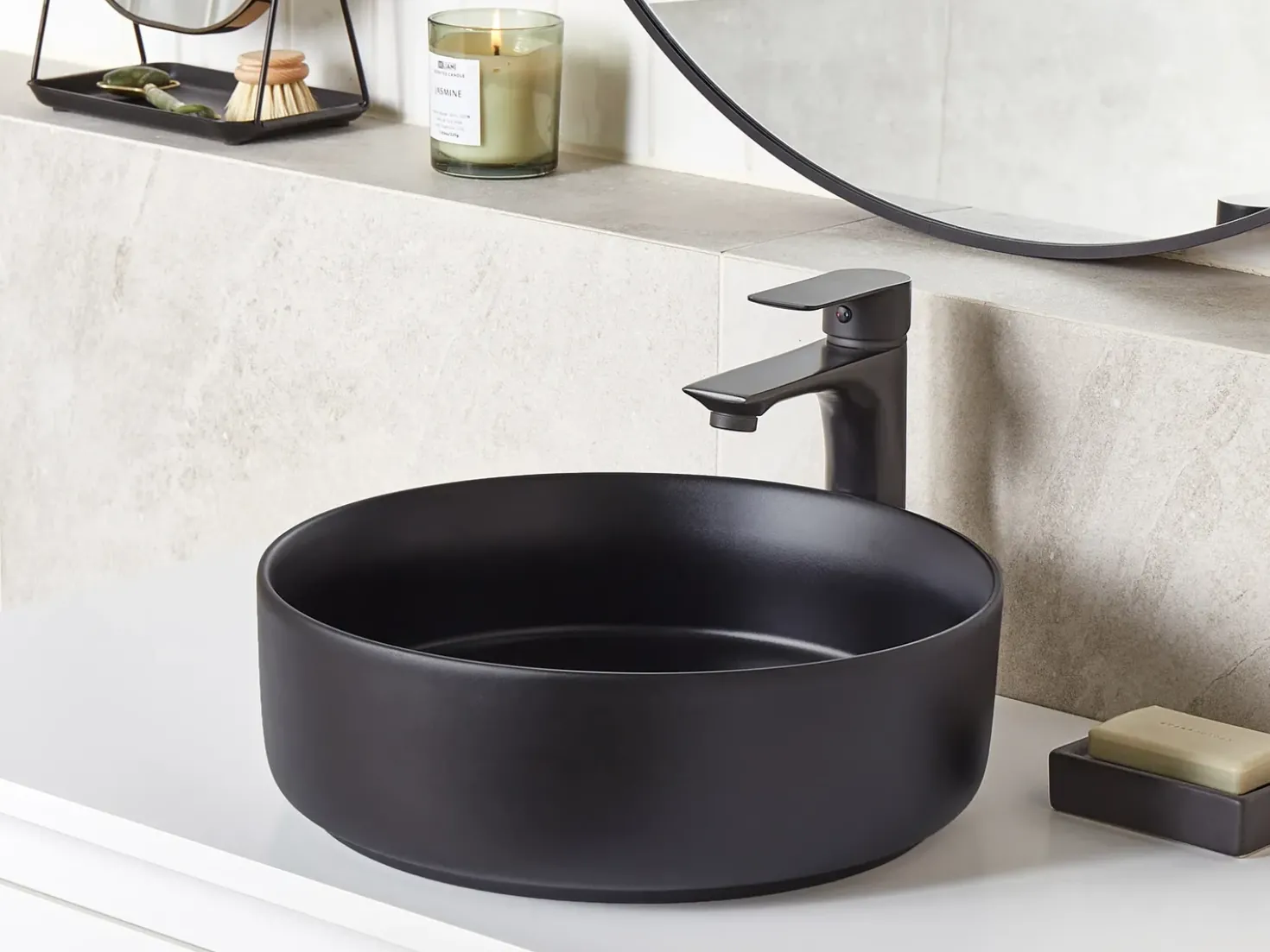 Lavabo da appoggio CALIG ⌀ 36 cm Ceramica Nero