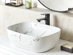 Lavabo da appoggio HOPI 47 x 34 cm Ceramica Marmo bianco