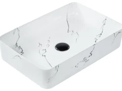 Lavabo da appoggio HOPI 51 x 34 cm Ceramica Marmo bianco