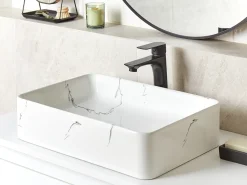 Lavabo da appoggio HOPI 51 x 34 cm Ceramica Marmo bianco