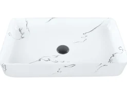 Lavabo da appoggio HOPI 61 x 35 cm Ceramica Marmo bianco