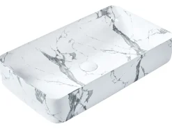Lavabo da appoggio IPALA 62 x 35 cm Ceramica Marmo bianco