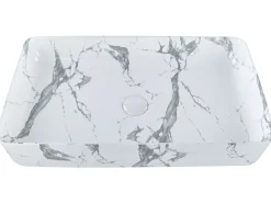 Lavabo da appoggio IPALA 62 x 35 cm Ceramica Marmo bianco