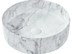 Lavabo da appoggio MANIS ⌀ 40 cm Ceramica Marmo bianco