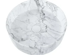 Lavabo da appoggio MANIS ⌀ 40 cm Ceramica Marmo bianco