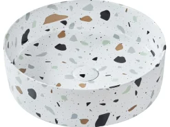 Lavabo da appoggio NULES ⌀ 40 cm Ceramica Terrazzo Bianco