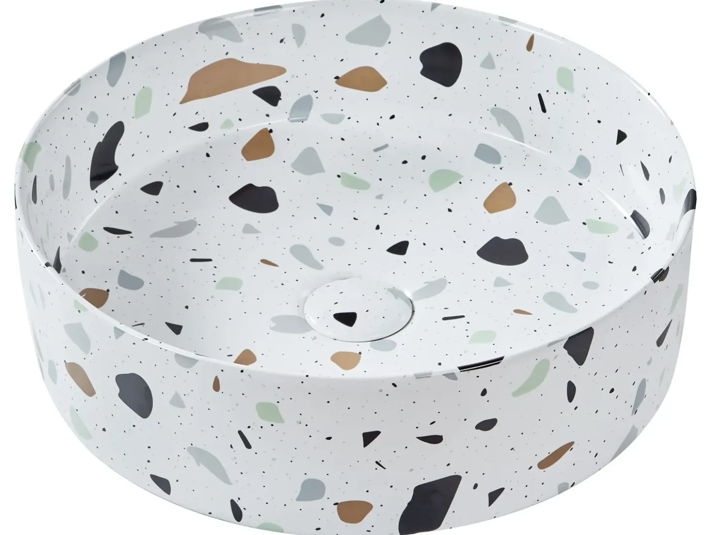 Lavabo da appoggio NULES ⌀ 40 cm Ceramica Terrazzo Bianco