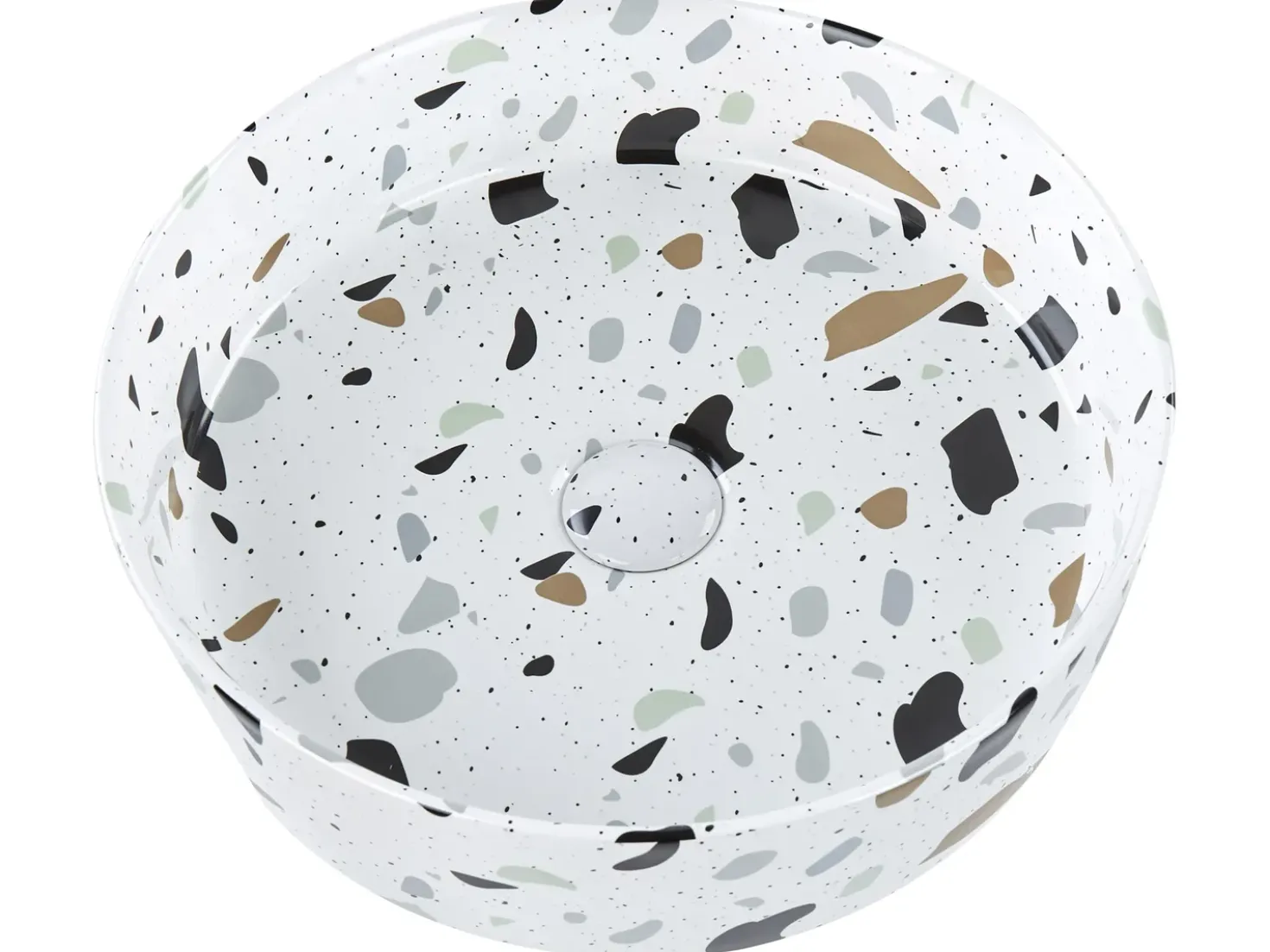 Lavabo da appoggio NULES ⌀ 40 cm Ceramica Terrazzo Bianco