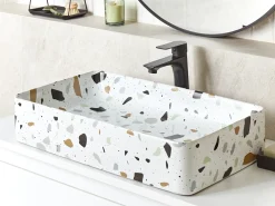Lavabo da appoggio NULES 61 x 35 cm Ceramica Terrazzo Bianco