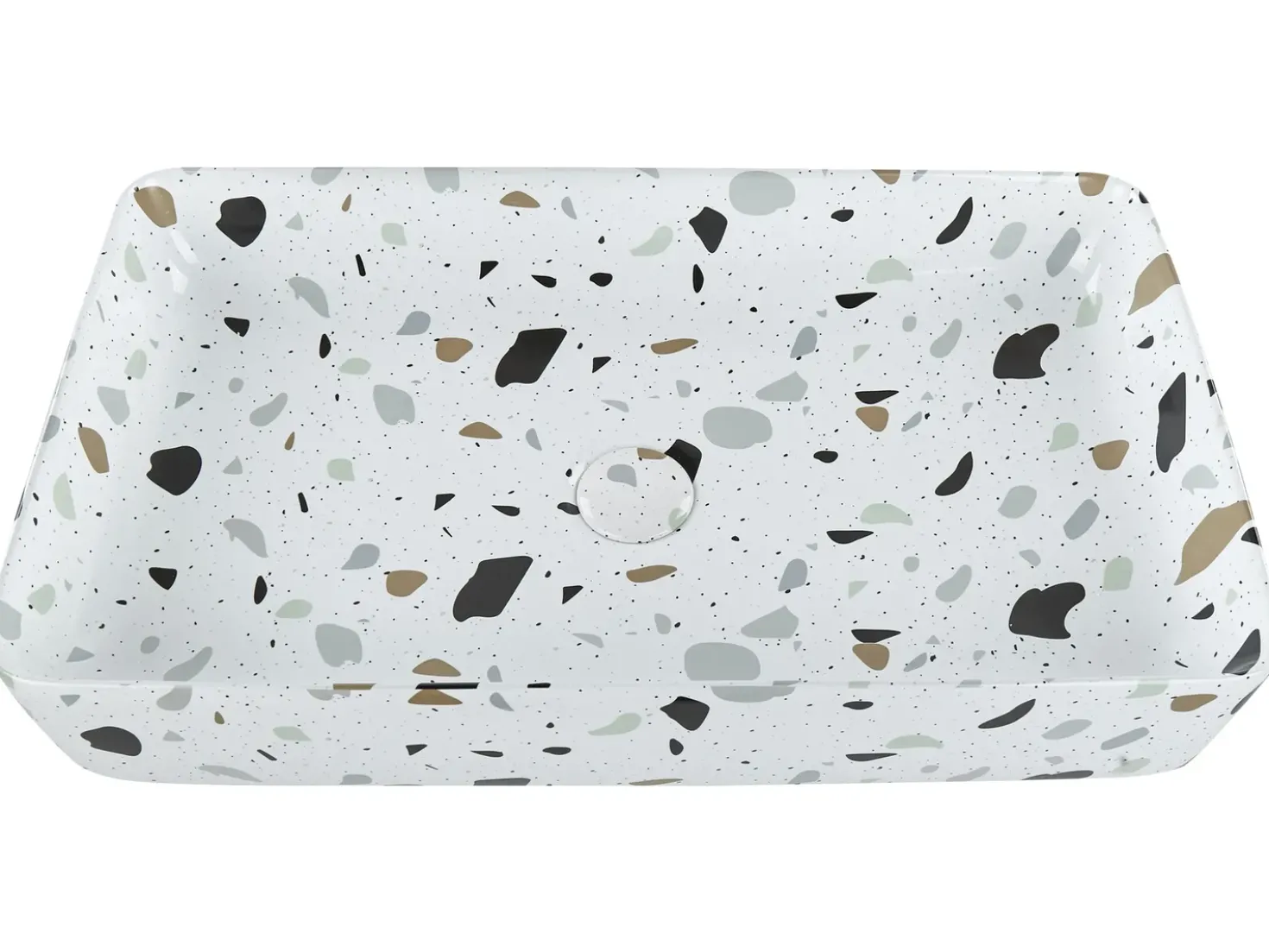 Lavabo da appoggio NULES 61 x 35 cm Ceramica Terrazzo Bianco
