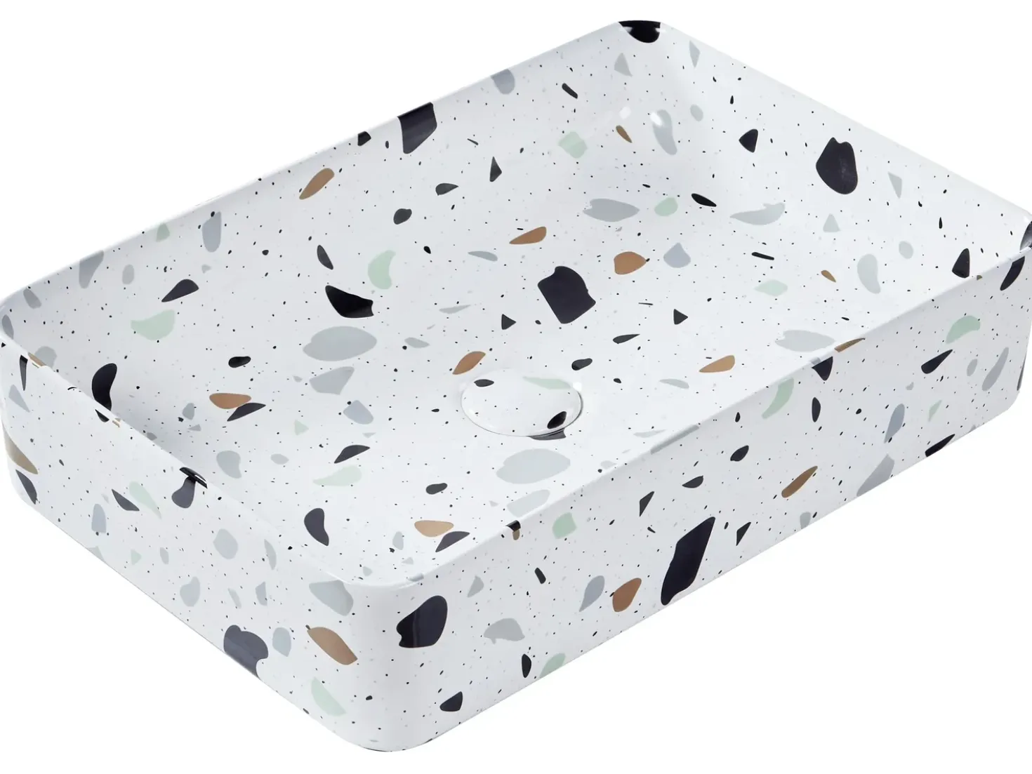 Lavabo da appoggio NULES 61 x 35 cm Ceramica Terrazzo Bianco