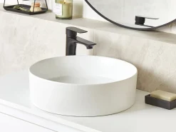 Lavabo da appoggio TEBAR ⌀ 40 cm Ceramica Bianco sporco