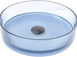 Lavabo da appoggio TOLOSA ⌀ 36 cm Superficie solida Azzurro
