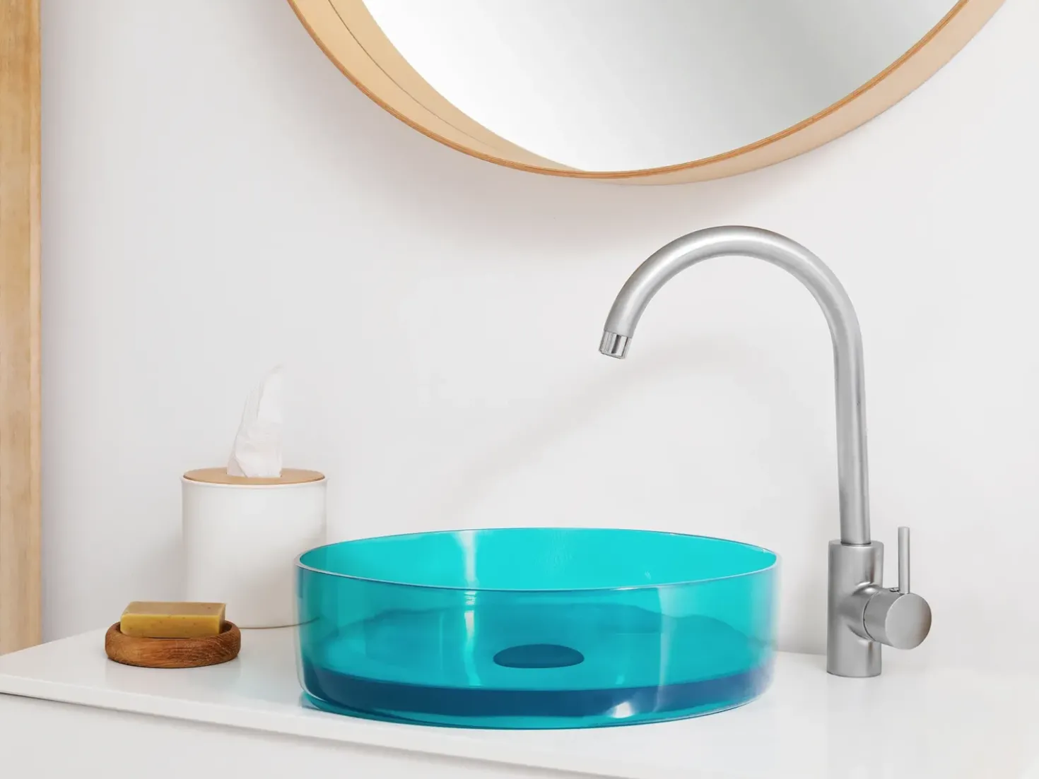 Lavabo da appoggio TOLOSA ⌀ 36 cm Superficie solida Turchese