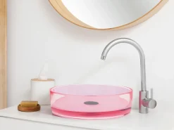Lavabo da appoggio TOLOSA ⌀ 36 cm Superficie solida Rosa