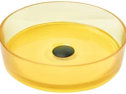 Lavabo da appoggio TOLOSA ⌀ 36 cm Superficie solida Giallo