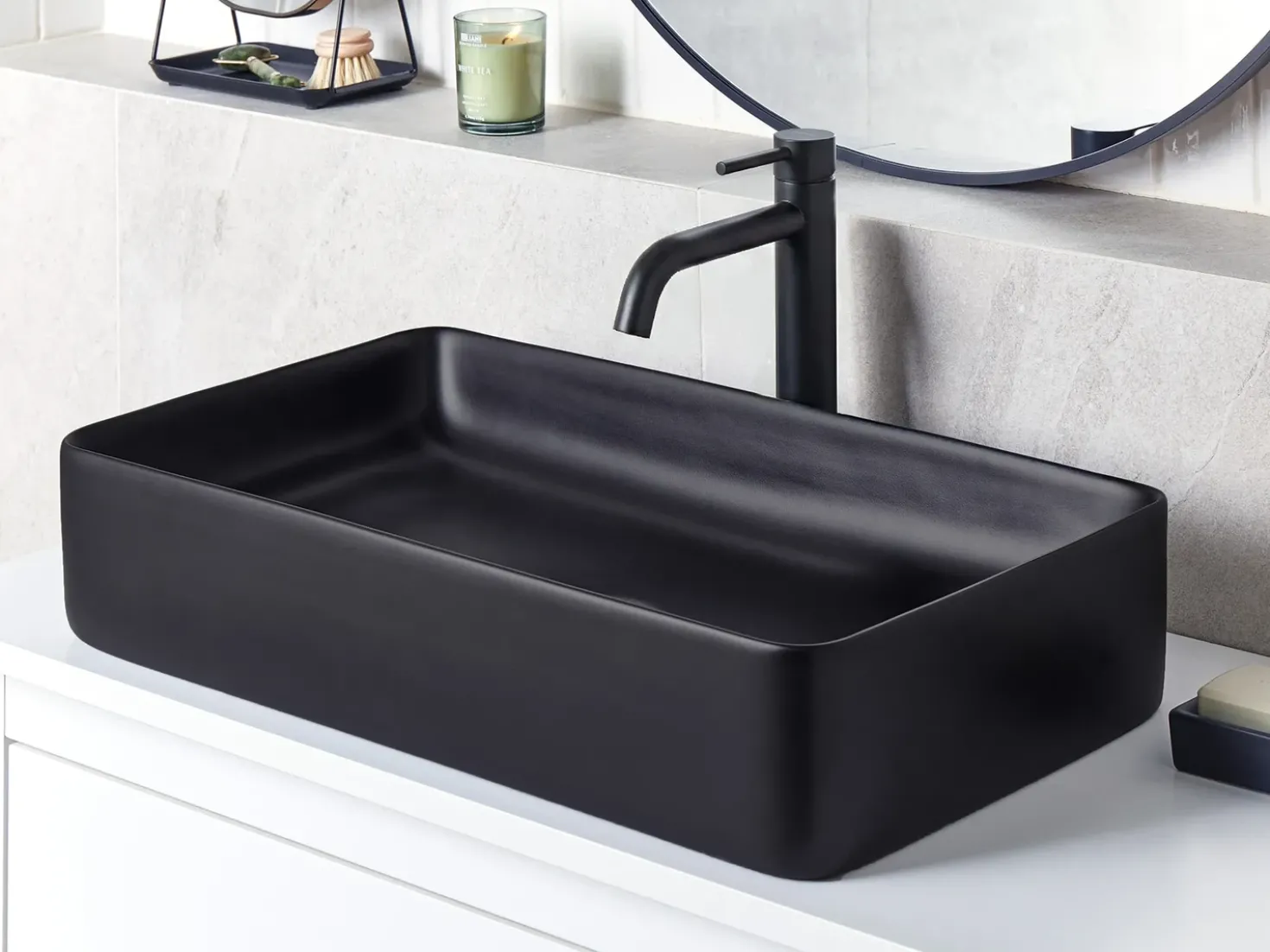 Lavabo da appoggio ULUA 61 x 35 cm Ceramica Nero