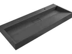 Lavabo doppio sospeso QUENKO 120 x 46 cm Composito minerale Nero