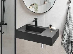 Lavabo sospeso CUSCO 75 x 43 cm Composito minerale Nero